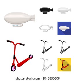 Different types of transport cartoon,black,flat,monochrome,outline icons in set collection for design. Car and ship vector symbol stock web illustration.