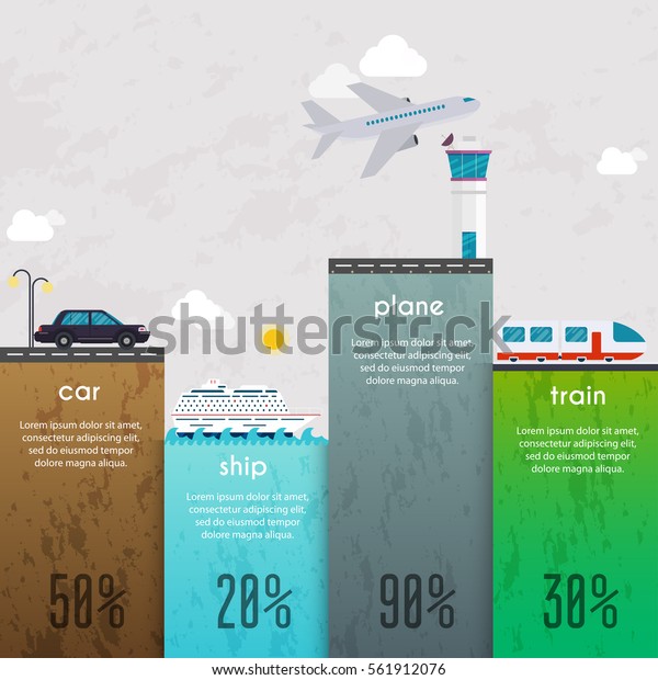 Different types of transportation. Business\
infographic. Vector\
illustration.