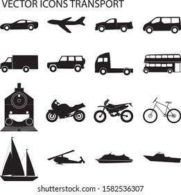 Different types of transportation vector icons