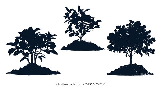 Different types of trees silhouettes vector