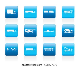 different types of trucks and lorries icons - Vector icon set