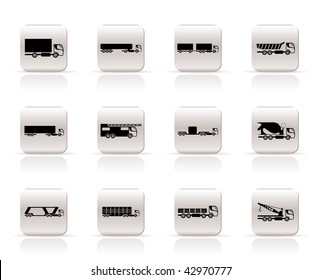 different types of trucks and lorries icons - Vector icon set