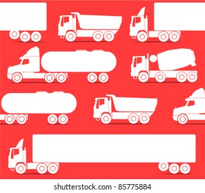 Different types of trucks seamless background