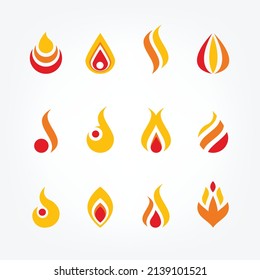 different types variety flames collection set vector