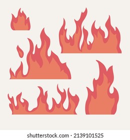different types variety flames collection set vector