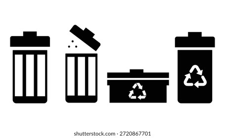 Diferentes tipos de residuos y contenedores de reciclaje