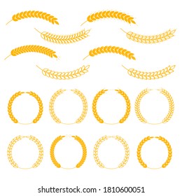 Different types of wheat icon logos on a white background. Agricultural wheat icon design for natural product company or farm. Vector illustration
