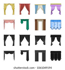 Different types of window curtains.Curtains set collection icons in black,cartoon style vector symbol stock illustration web.