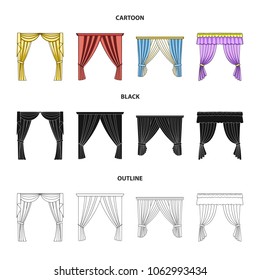 Different types of window curtains.Curtains set collection icons in cartoon,black,outline style vector symbol stock illustration web.