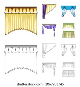 Different types of window curtains.Curtains set collection icons in cartoon,outline style vector symbol stock illustration web.