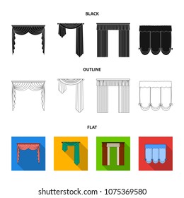 Different types of window curtains.Curtains set collection icons in black,flat,outline style vector symbol stock illustration web.