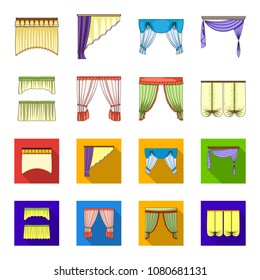 Different types of window curtains.Curtains set collection icons in cartoon,flat style vector symbol stock illustration web.