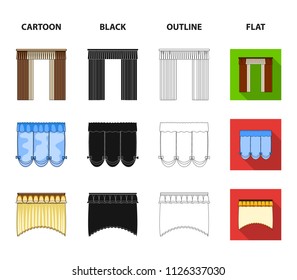 Different types of window curtains.Curtains set collection icons in cartoon,black,outline,flat style vector symbol stock illustration web.