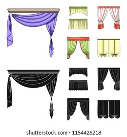 Different types of window curtains.Curtains set collection icons in cartoon,black style vector symbol stock illustration web.