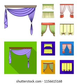 Different types of window curtains.Curtains set collection icons in cartoon,flat style vector symbol stock illustration web.