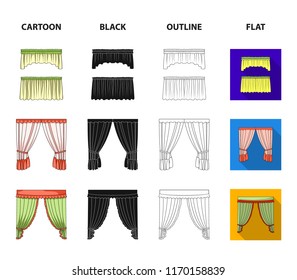 Different types of window curtains.Curtains set collection icons in cartoon,black,outline,flat style vector symbol stock illustration web.
