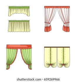 Different types of window curtains.Curtains set collection icons in cartoon style vector symbol stock illustration web.