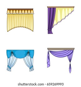 Different types of window curtains.Curtains set collection icons in cartoon style vector symbol stock illustration web.
