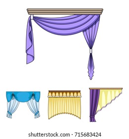 Different types of window curtains.Curtains set collection icons in cartoon style vector symbol stock illustration web.