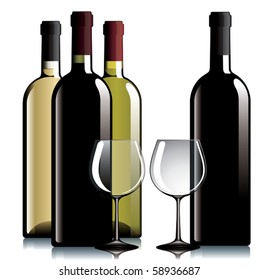 Different types of wines.