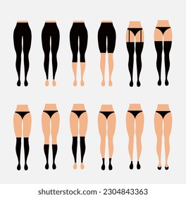 Unterschiedliche Arten von Socken, Strumpfhosen und Strümpfen für Frauen