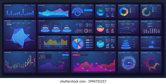 Different UI, UX, GUI mobile screens modern infographic. Template dashboard infographic, charts, graph and graphic UI, UX, KIT elements. Info chart elements for online statistics and data analytics.