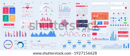 Different UI, UX, GUI mobile screens modern infographic. Diagram template and chart graph. Flat web icons for mobile apps, responsive website including. Web design and mobile template. Stock vector