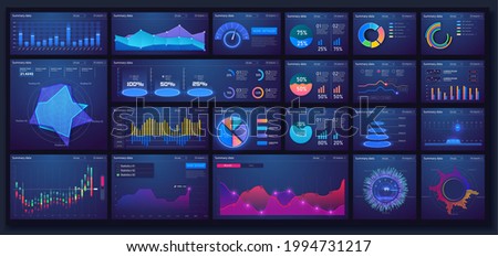 Different UI, UX, GUI mobile screens modern infographic. Template dashboard infographic, charts, graph and graphic UI, UX, KIT elements. Info chart elements for online statistics and data analytics.