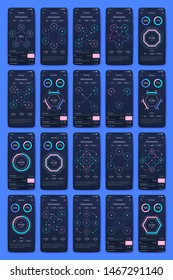 Different UI, UX, GUI screens and flat web icons for mobile apps, responsive website including Login, Create Account, Profile, Post, Inbox, Contact, Friends, Chat, Music, Setting and Calendar Screens.