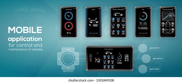 Different UI, UX, GUI screens cars app, responsive website including. Web design and mobile template. Cars Diagnostic Dashboard