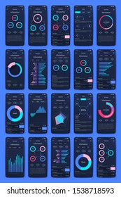 Different UI, UX, GUI screens and flat web icons for mobile apps, responsive website 