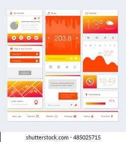 Different UI, UX, GUI screens and flat web icons for mobile apps. Vector Illustration