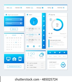 Different UI, UX, GUI screens and flat web icons for mobile apps. Vector Illustration