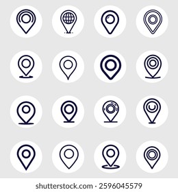 different unique abstract modern elegant outline style creative stylish pattern ui design web design graphic location pin mark sign icons set mega pack line art icons outline style 