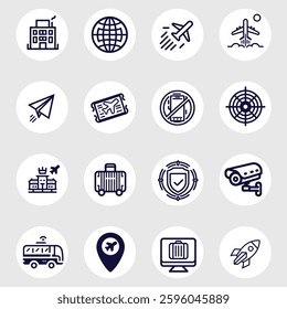 different unique abstract modern elegant outline style creative stylish pattern ui design web design graphic Travel tour take off icons set mega pack line art icons outline style 