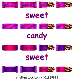 different unwrapped colored chocolate candies vector set