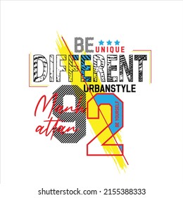 different urban style Premium Vector illustration of a text graphic. suitable screen printing and DTF for the design boy outfit of t-shirts print, shirts, hoodies baba suit, kids cottons, etc.