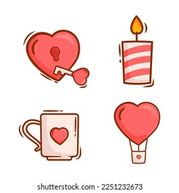 different valentine element doodle illustration designs