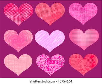 Different valentine hearts vector