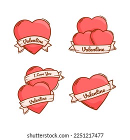 different valentine love with text doodle illustration designs