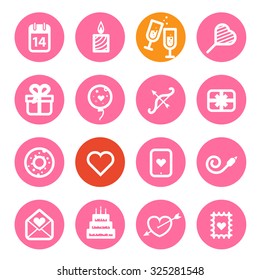 Different Valentines Day icons set. Flat design elements