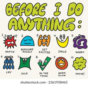 different variation of emotions illustrative slogan t-shirt graphic placement print vector artwork