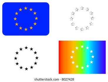 Different variations of the EU symbol.