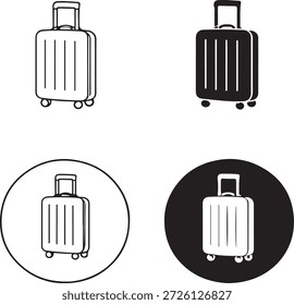 Diferentes variaciones de iconos de maleta en varios estilos de diseño aislados sobre fondo blanco, Vector, ilustración