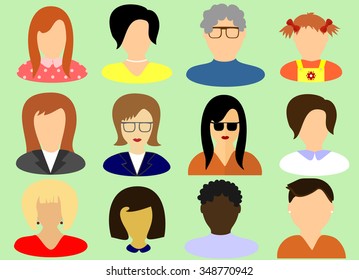 different variations of women's faces taken from the front