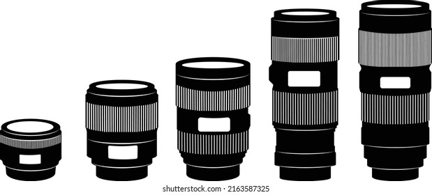 Different Vector Camera Lenses silhouette