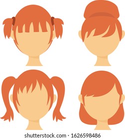 Different vector cartoon girl face