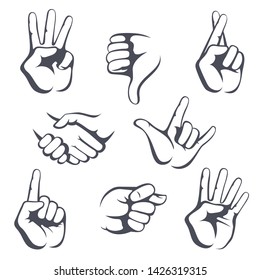 Different vector collection signs of hand gestures
