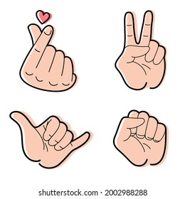 Different vector collection signs of hand gestures