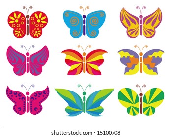 different vector color butterflies